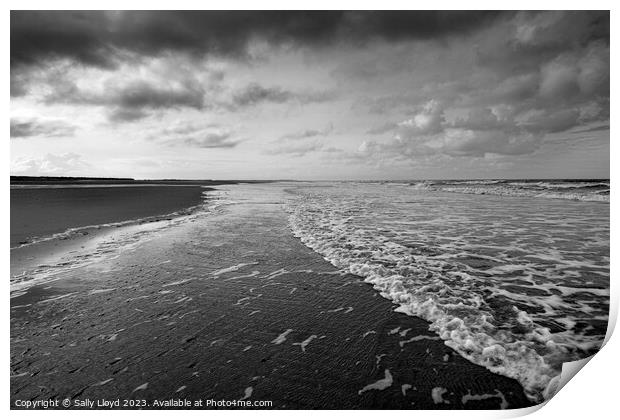 Winter tide at Holkham Beach Norfolk Print by Sally Lloyd