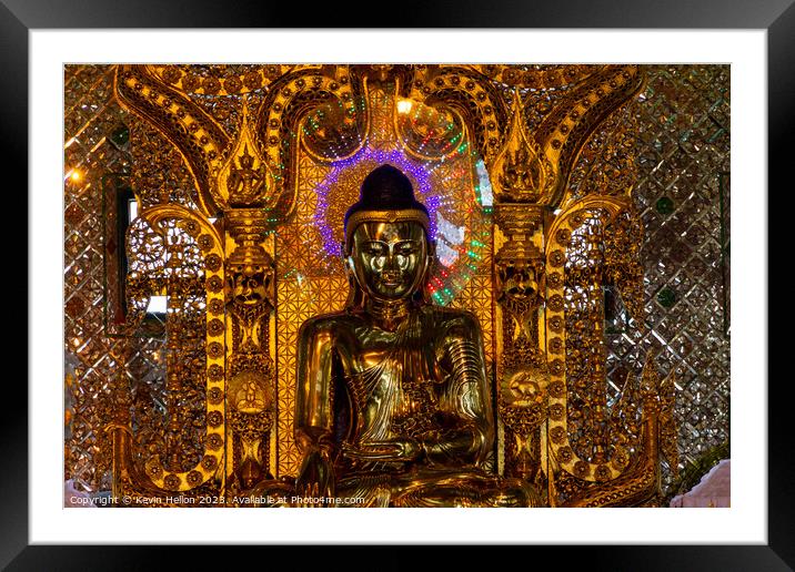 Glowing Buddha of Yangon Framed Mounted Print by Kevin Hellon
