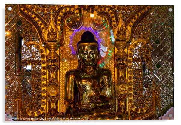 Glowing Buddha of Yangon Acrylic by Kevin Hellon