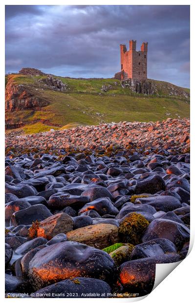 Dunstanburgh Tower Print by Darrell Evans