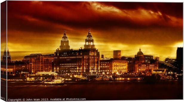 Liverpool Waterfront Skyline (Digital Art)  Canvas Print by John Wain