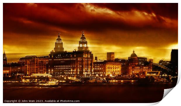 Liverpool Waterfront Skyline (Digital Art)  Print by John Wain