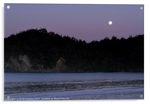 Moonrise over Matapouri Bay Acrylic by Errol D'Souza