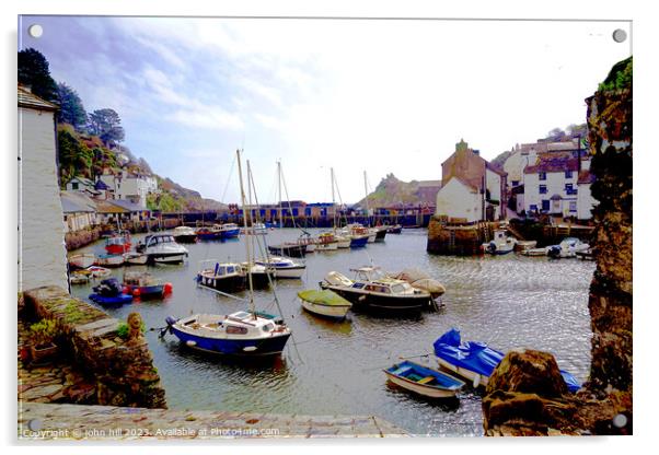 Tranquil Polperro Harbour in March Acrylic by john hill
