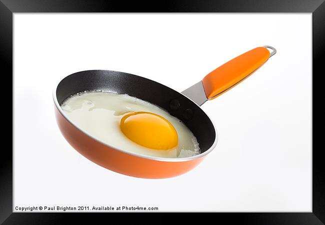Fried Egg in Frying Pan Framed Print by Paul Brighton