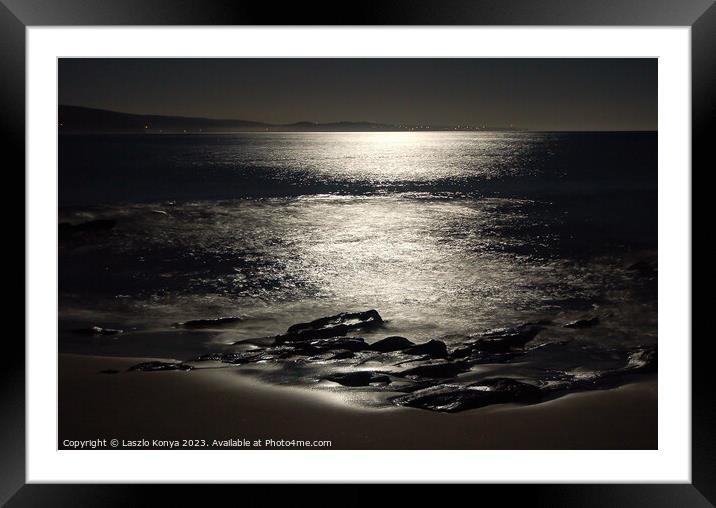 Lorne beach lit by the Moon - Lorne Framed Mounted Print by Laszlo Konya