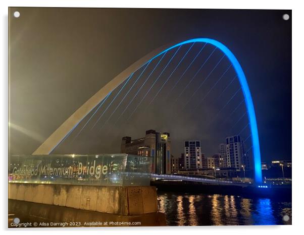 Gateshead Millenium Bridge Acrylic by Ailsa Darragh