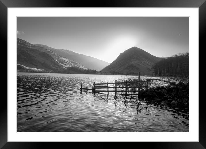 Buttermere Sunrise Black and White  Framed Mounted Print by Tim Hill