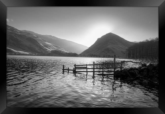 Buttermere Sunrise Black and White  Framed Print by Tim Hill