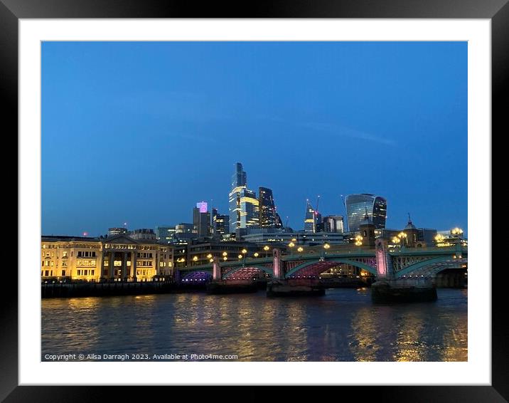 London City view at night  Framed Mounted Print by Ailsa Darragh