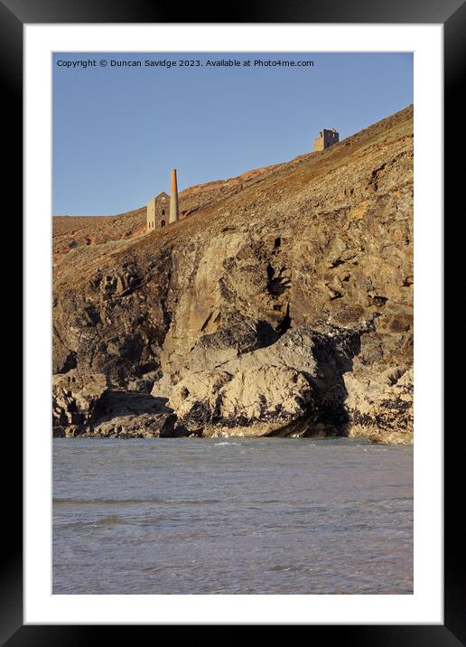 Majestic Wheal Coats high up on the Cliffs at Chap Framed Mounted Print by Duncan Savidge