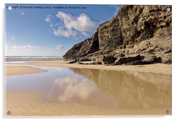 Chapel Porth, Cornwall golden sand Acrylic by Duncan Savidge