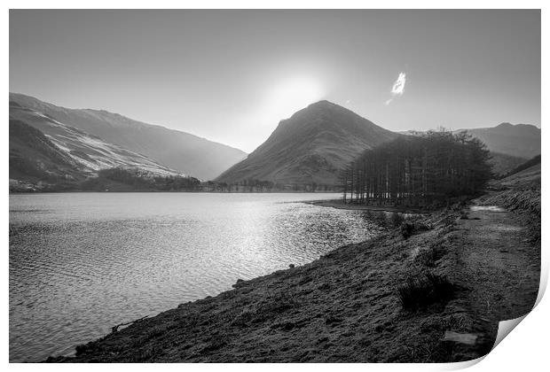 Fleetwith Pike Sunrise Black and White Print by Tim Hill
