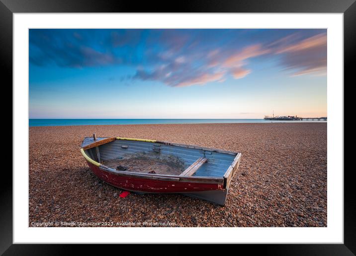 Summer sunset on Brighton beach Framed Mounted Print by Slawek Staszczuk