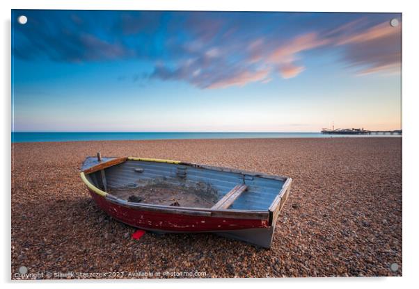 Summer sunset on Brighton beach Acrylic by Slawek Staszczuk