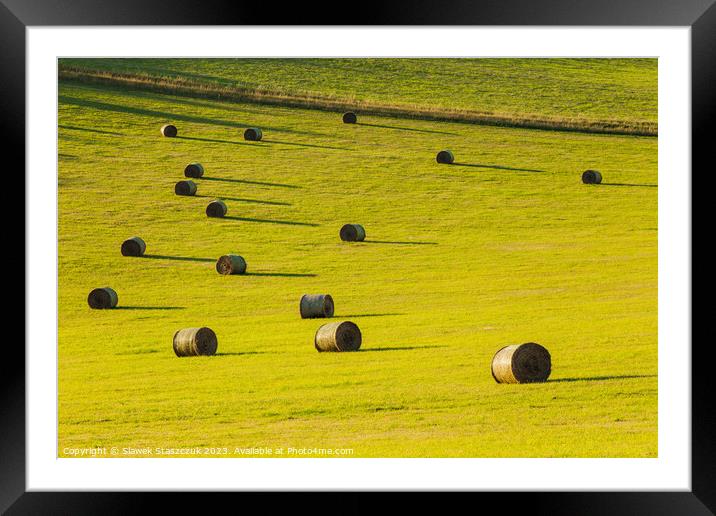 Hay Bales on the South Downs Framed Mounted Print by Slawek Staszczuk