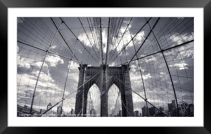Brooklyn Bridge in New York  Framed Mounted Print by Stefano Senise