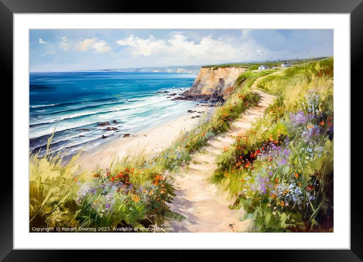 cliff top path Framed Mounted Print by Robert Deering