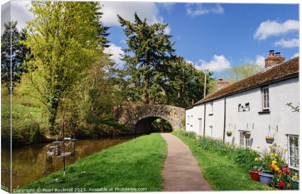Monmouthshire and Brecon Canal Cottages Canvas Print by Pearl Bucknall