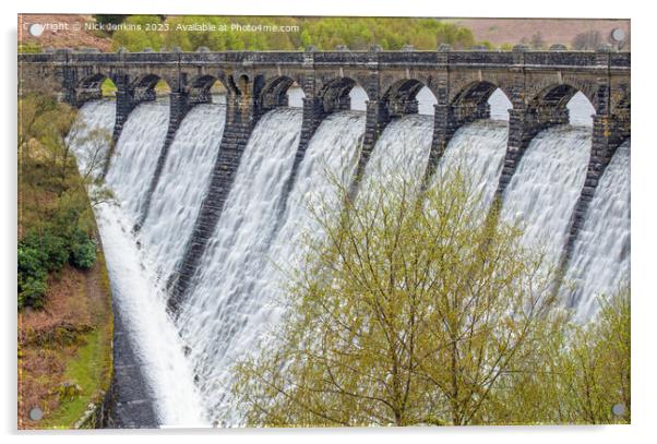 The Craig Goch Dam at the Top of the Elan Valley Mid Wales  Acrylic by Nick Jenkins