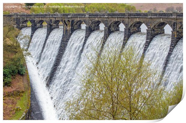 The Craig Goch Dam at the Top of the Elan Valley Mid Wales  Print by Nick Jenkins