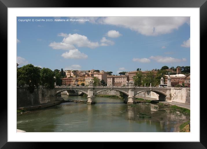 Bridge Ponte Vittorio over Tiber river in city of  Framed Mounted Print by Arun 