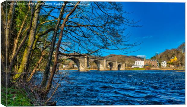 A view of Dunkeld Bridge and the River Tay Canvas Print by Navin Mistry