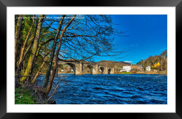 A view of Dunkeld Bridge and the River Tay Framed Mounted Print by Navin Mistry