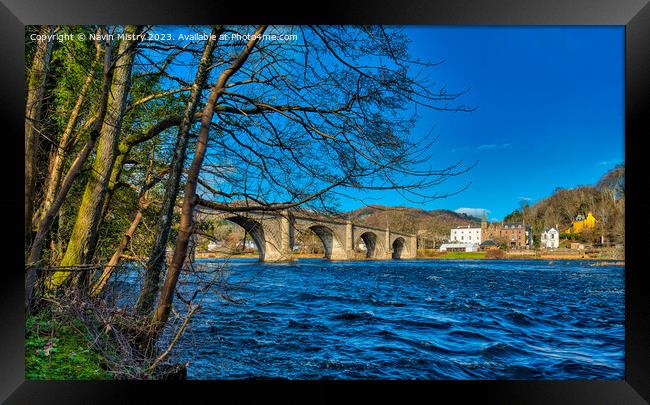 A view of Dunkeld Bridge and the River Tay Framed Print by Navin Mistry