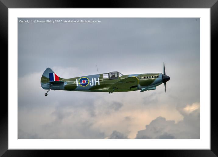 A replica Spitfire flown at Perth Airport Open Day Framed Mounted Print by Navin Mistry