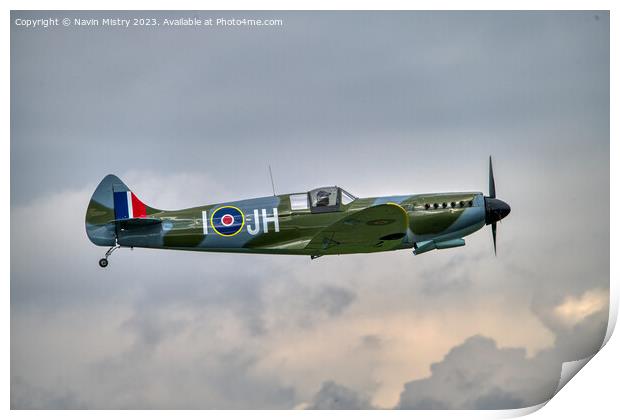A replica Spitfire flown at Perth Airport Open Day Print by Navin Mistry
