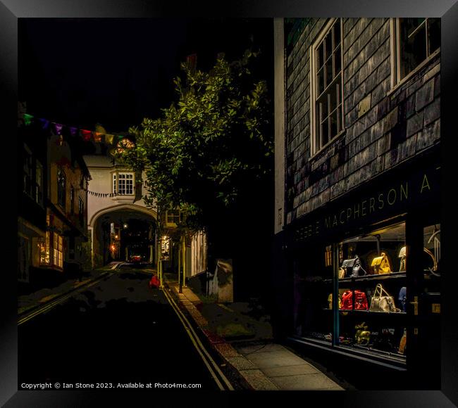Totnes high street at night  Framed Print by Ian Stone