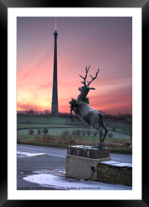 Emley Moor TV Tower Framed Mounted Print by Alison Chambers