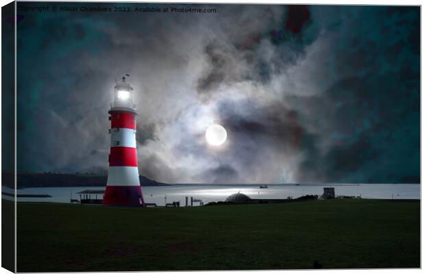 Smeatons Tower On Plymouth Hoe Canvas Print by Alison Chambers