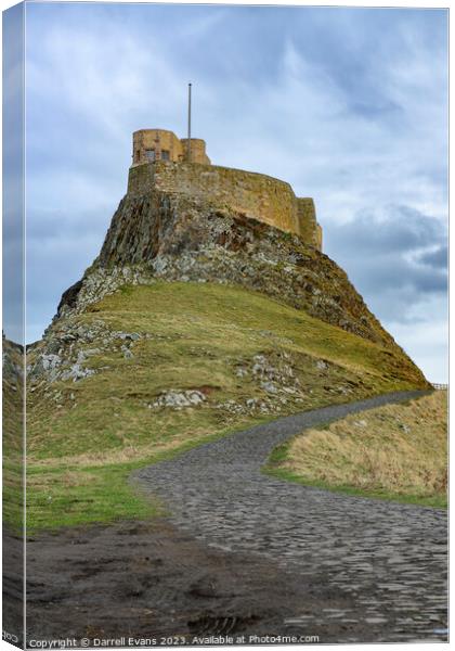 Lindisfarne Castle and Path Canvas Print by Darrell Evans