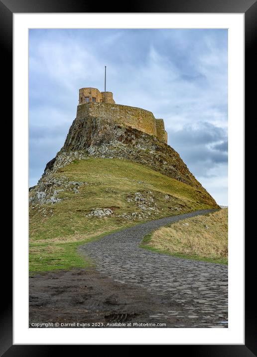 Lindisfarne Castle and Path Framed Mounted Print by Darrell Evans