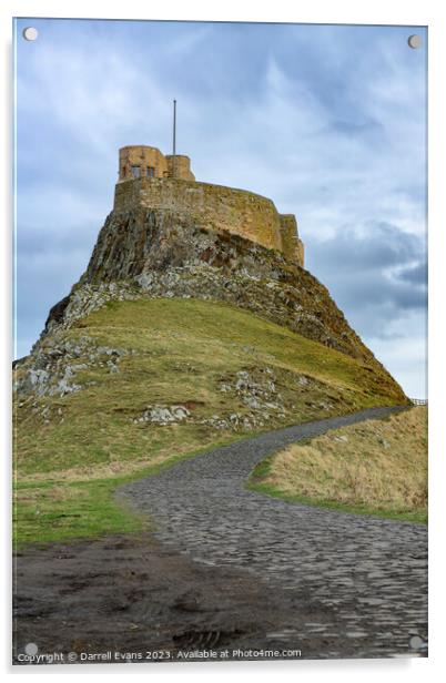 Lindisfarne Castle and Path Acrylic by Darrell Evans