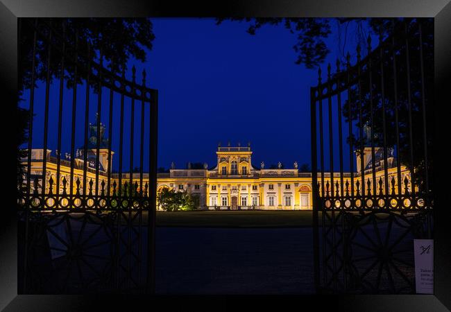Main Gate to Wilanow Palace in Warsaw at Night Framed Print by Artur Bogacki
