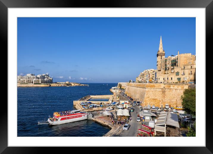 Valletta City and Marsamxett Harbour in Malta Framed Mounted Print by Artur Bogacki
