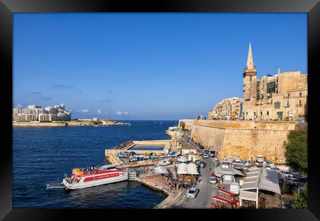 Valletta City and Marsamxett Harbour in Malta Framed Print by Artur Bogacki
