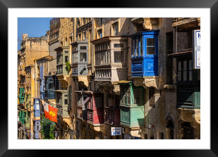 Valletta Houses With Balconies In Malta Framed Mounted Print by Artur Bogacki