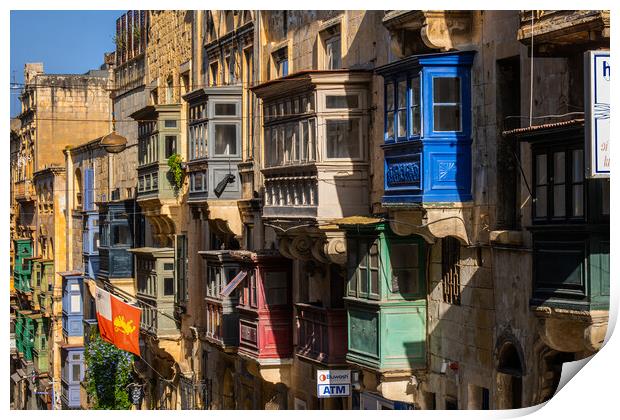 Valletta Houses With Balconies In Malta Print by Artur Bogacki
