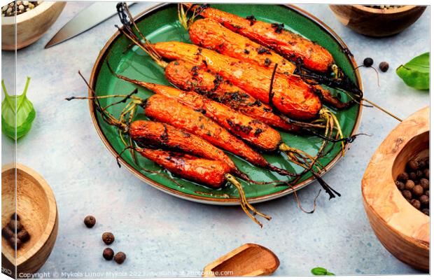 Healthy homemade roasted carrots Canvas Print by Mykola Lunov Mykola