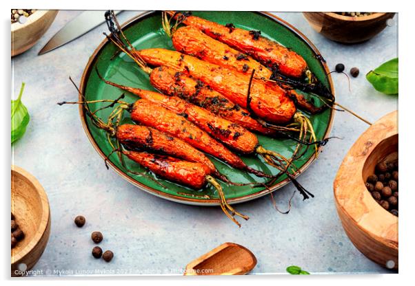 Healthy homemade roasted carrots Acrylic by Mykola Lunov Mykola