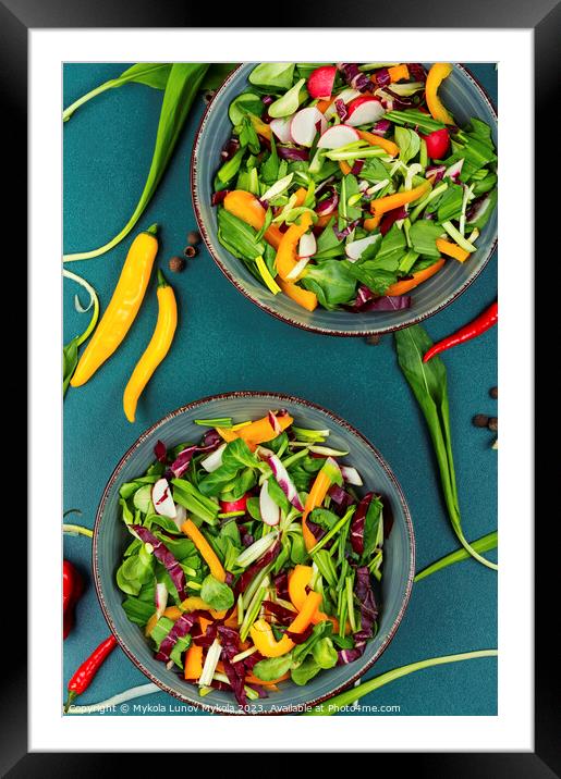 Vegetable vitamin salad with wild garlic Framed Mounted Print by Mykola Lunov Mykola