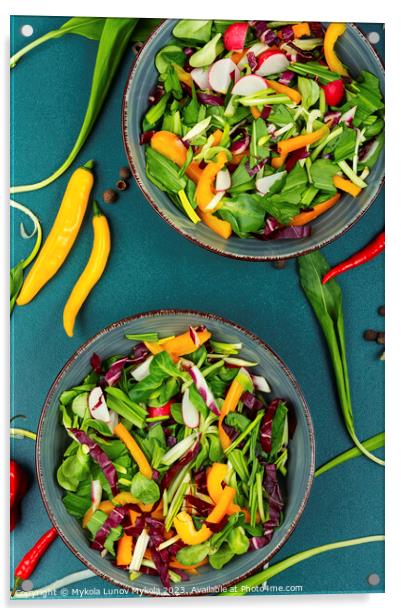 Vegetable vitamin salad with wild garlic Acrylic by Mykola Lunov Mykola