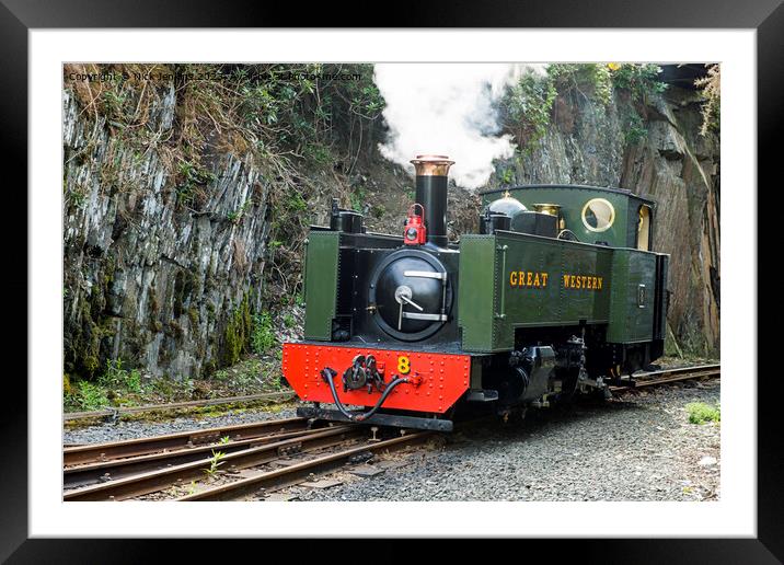 Locomotive Coming into Devils Bridge Station Mid W Framed Mounted Print by Nick Jenkins