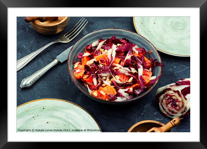 Salad with chicory and orange Framed Mounted Print by Mykola Lunov Mykola