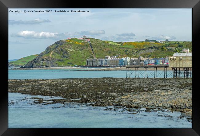 North Beach and Pier Aberystwyth Ceredigion Mid Wales Framed Print by Nick Jenkins