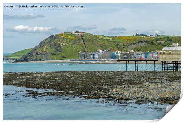 North Beach and Pier Aberystwyth Ceredigion Mid Wales Print by Nick Jenkins